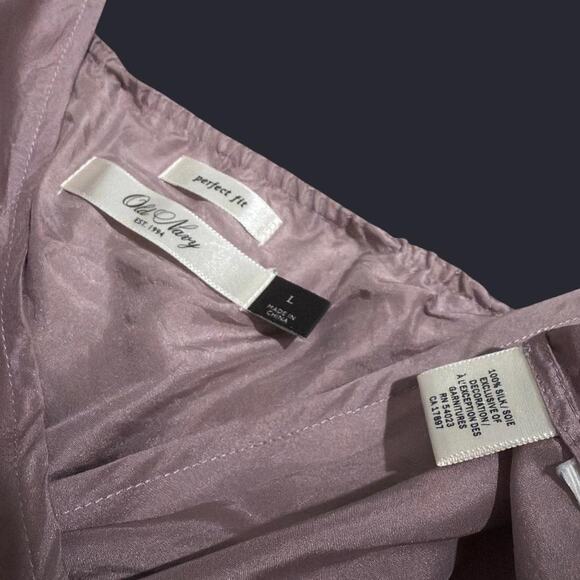 VTG Y2K Old Navy Mauve & Silver Beaded Sequin 100% Silk Smocked Cami Top L - Picture 8 of 8